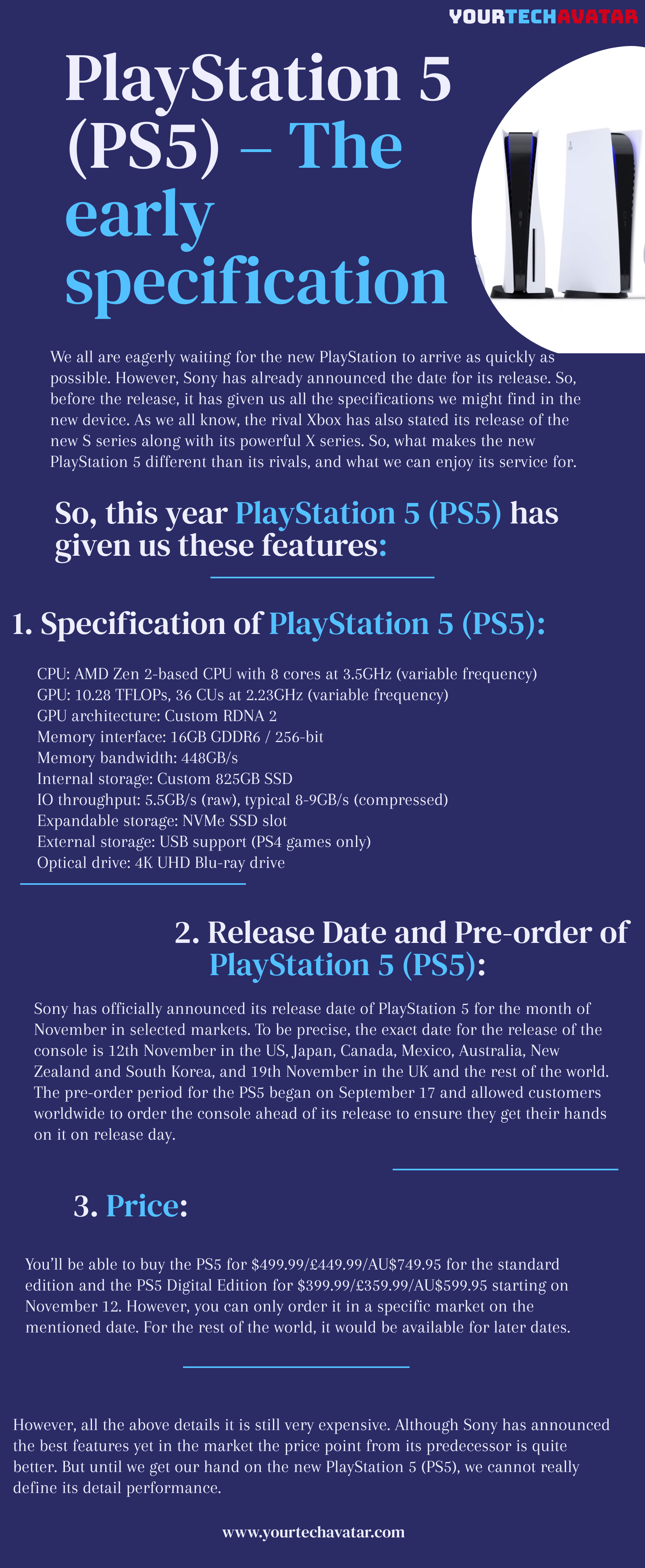 Infographic for PlayStation 5 (PS5) – The early specification