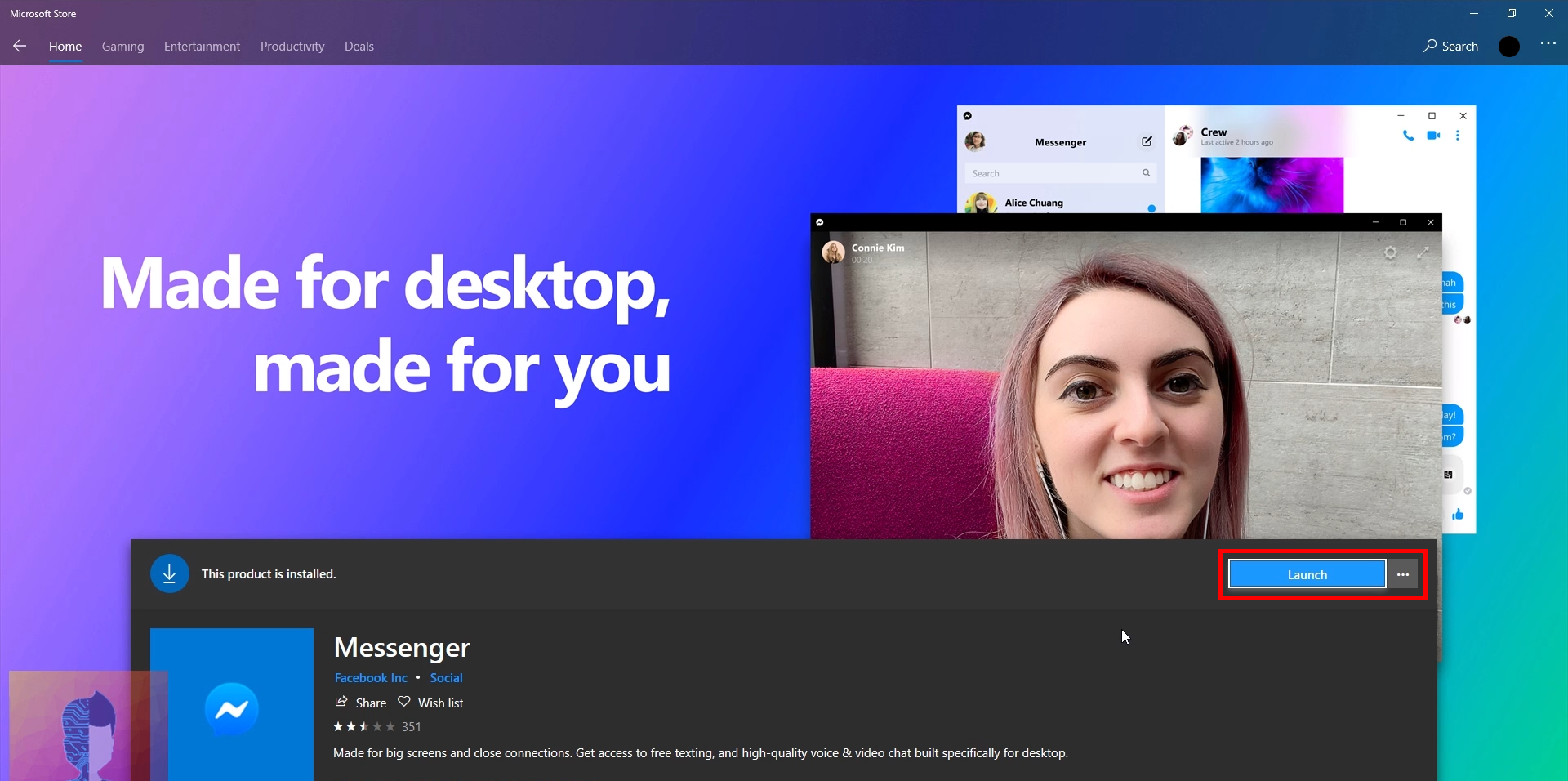 Facebook messenger on Desktop
